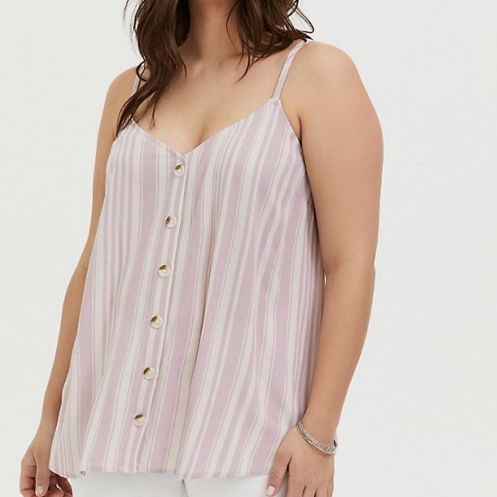 Torrid Mauve Pink Stripe Button Cami